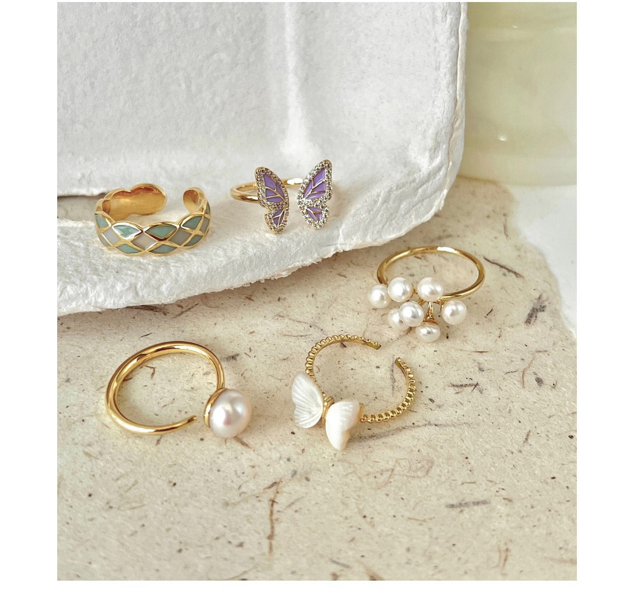 Butterfly ring with pearl for women - image 1