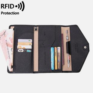 RFID short wallet in burgundy color