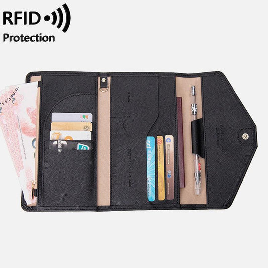 RFID travel passport holder black color