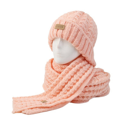 Classic black knitted hat and scarf combo
