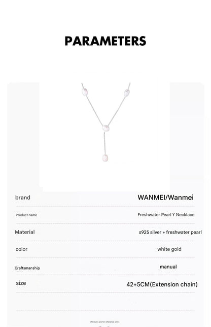 S925 silver natural freshwater pearl Y-chain necklace image 6