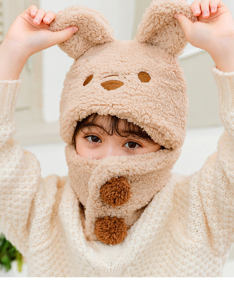 Kids winter hat with bear pattern - image 1