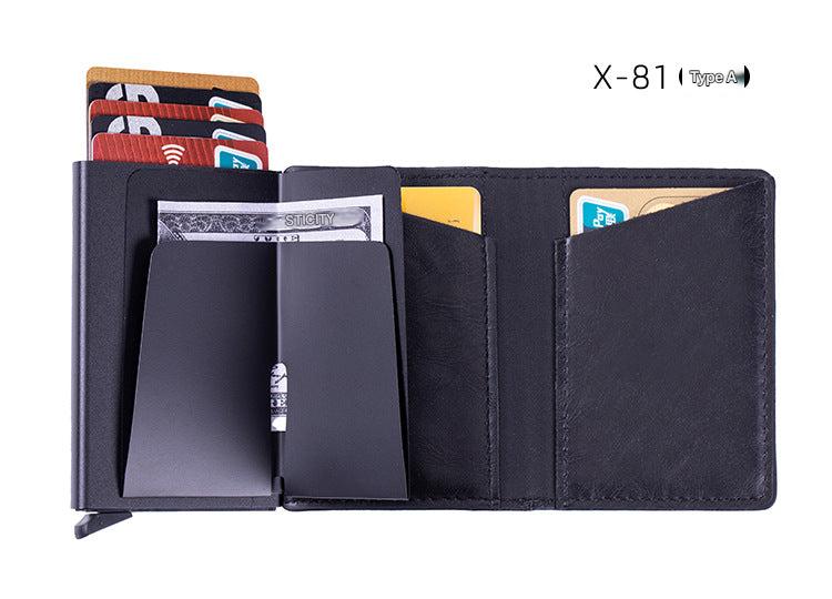 Smart leather wallet with Airtag tracking in carbon fiber