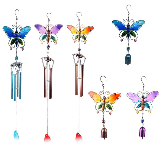 Colorful Butterfly Wind Chime hanging outdoors