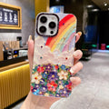 Oil painting rainbow rhinestone single shell