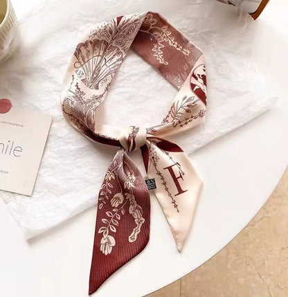 Floral patterned satin scarf for hair styling