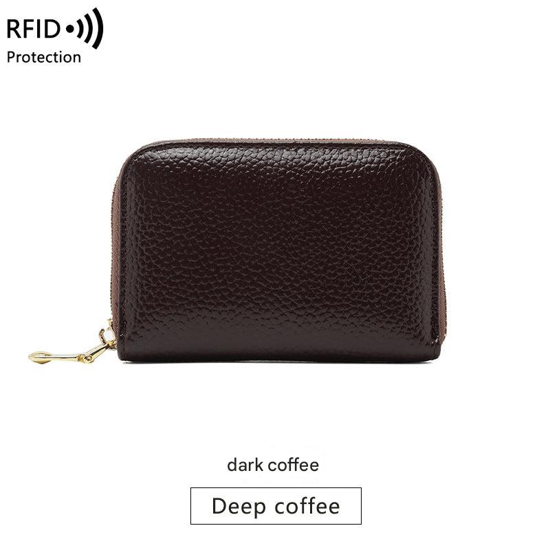 RFID blocking leather wallet in brown color