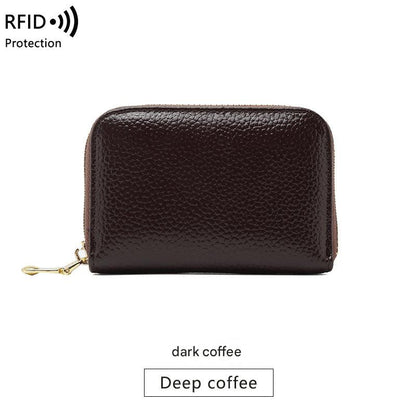 RFID blocking leather wallet in brown color