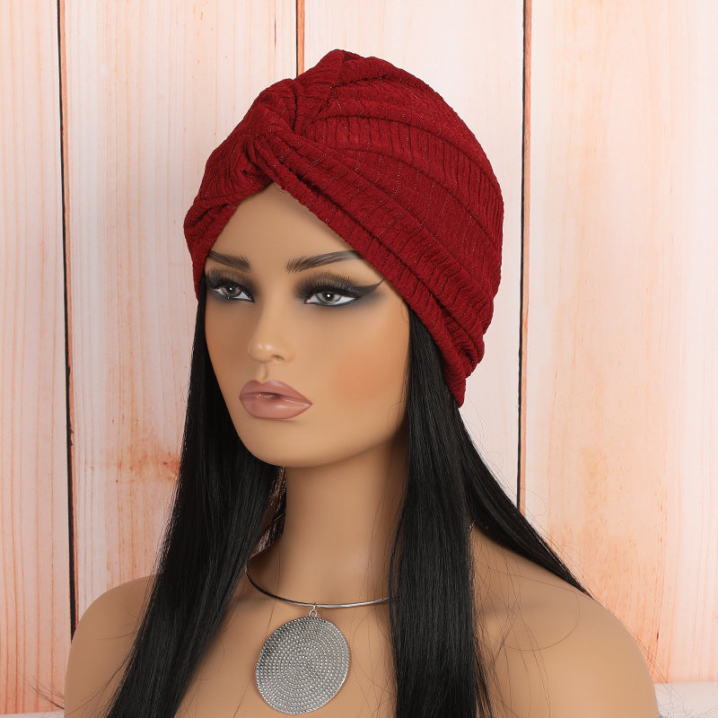 Elastic headwrap beanie showcasing vibrant white design