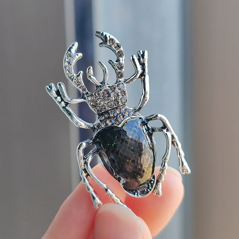 Stylish Vintage Beetle Brooch in black