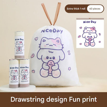 Tear-resistant drawstring bag for household waste