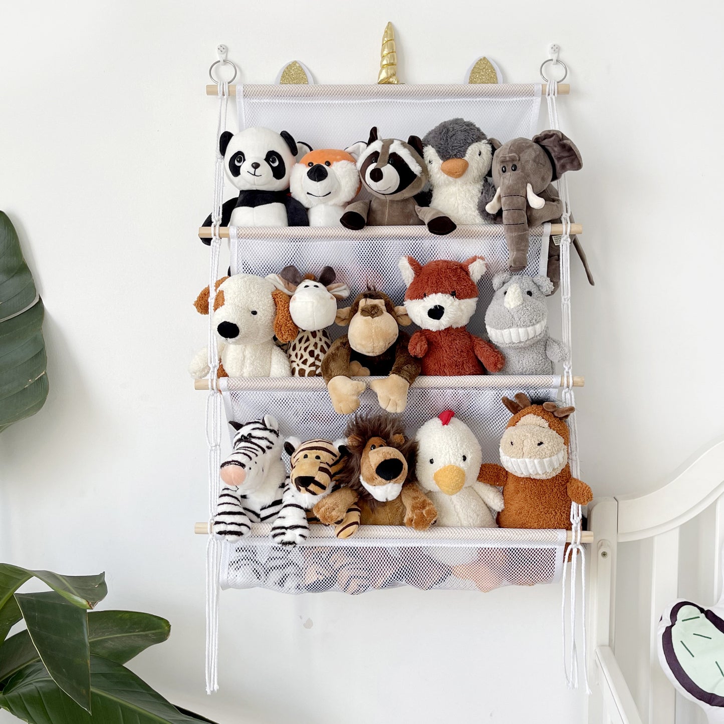 Natural wood finish kids shelving unit