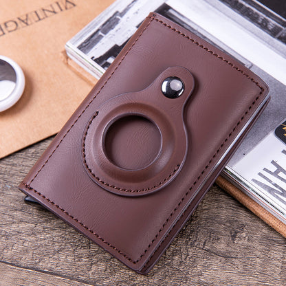 Smart leather wallet with Airtag tracking in carbon fiber