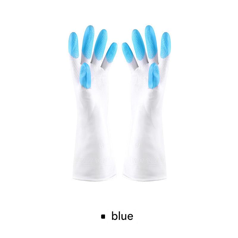 Pink latex dishwashing gloves
