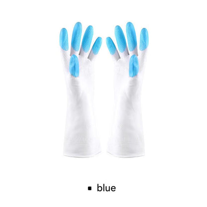 Pink latex dishwashing gloves