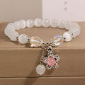 Cat's Eye Stone + Five-Leaf Pink Flower c10-10
