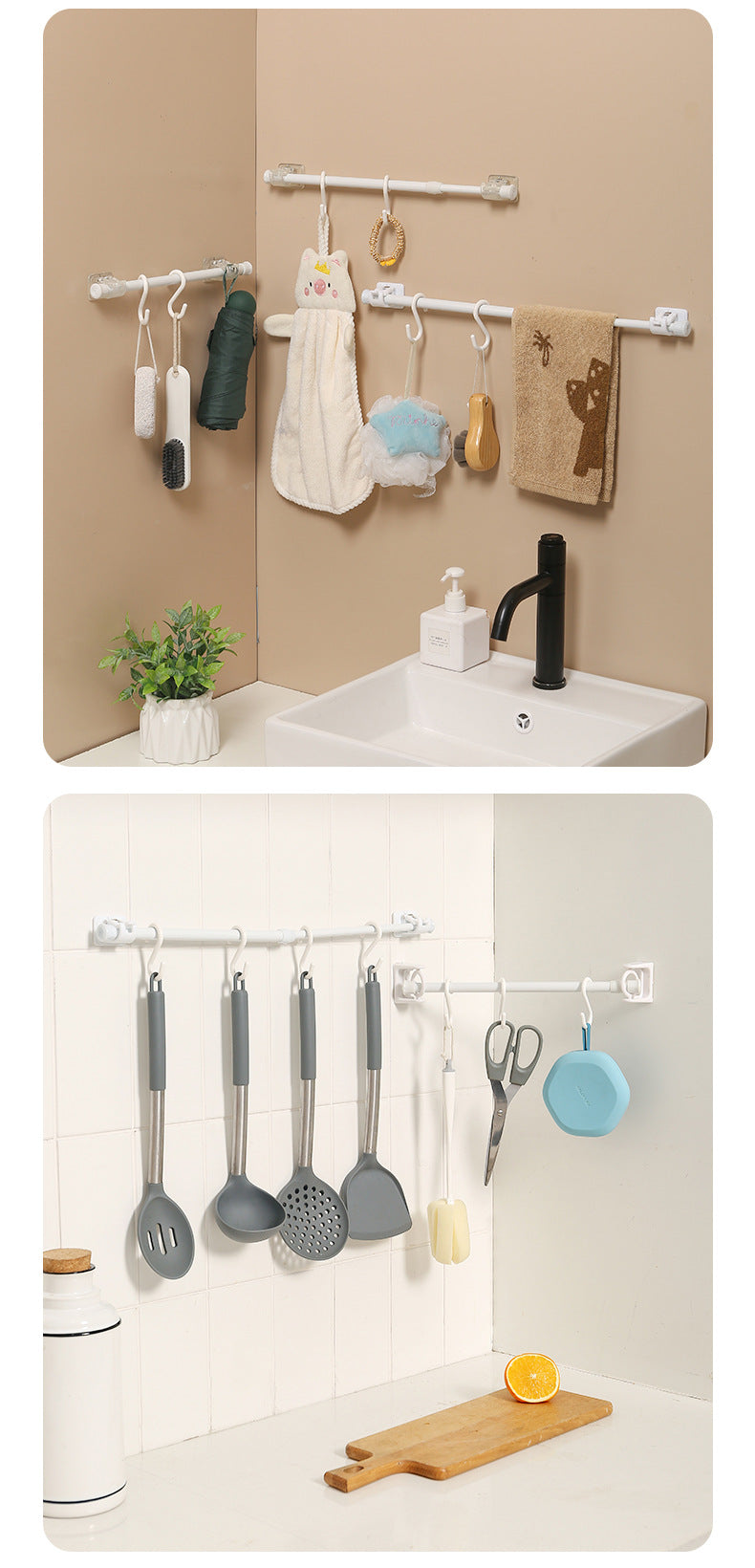 Versatile adhesive curtain rod hooks image 3