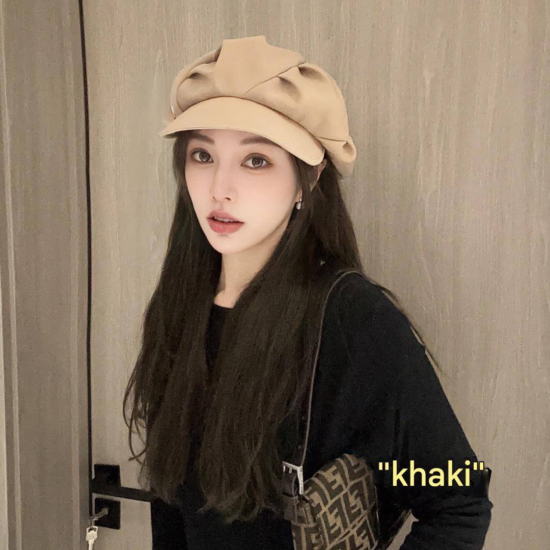 beige women's beret hat