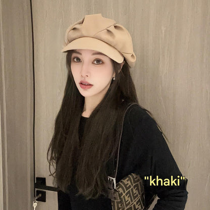 beige women's beret hat